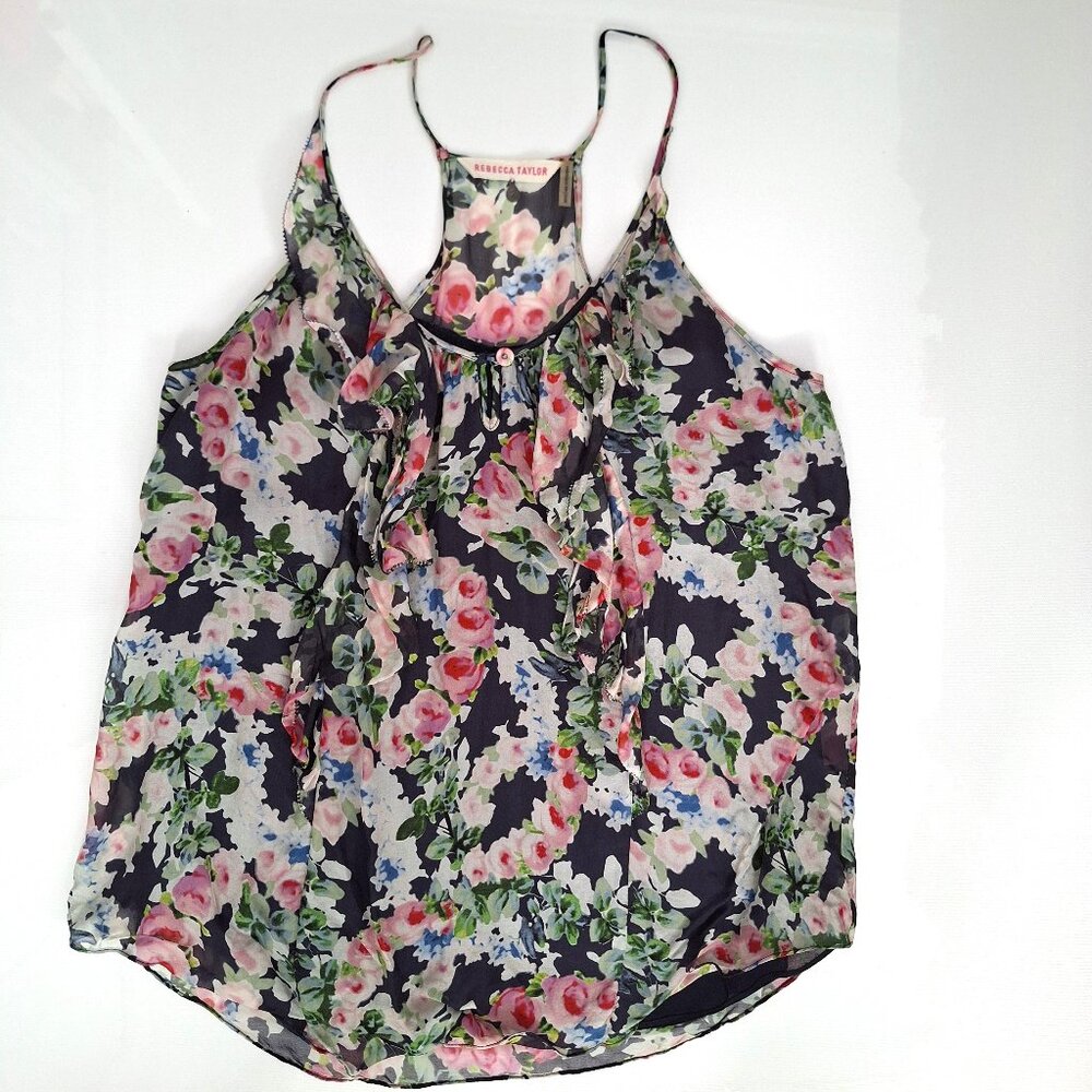 Rebecca Taylor Floral Silk Sleeveless Top